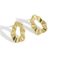Geometry Hollow Round Wave Sterling Silver Stud Earrings