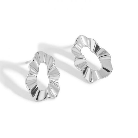 Geometry Hollow Round Wave Sterling Silver Stud Earrings