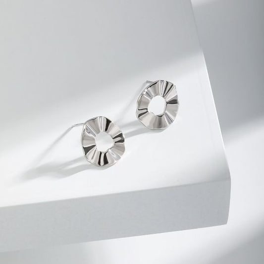 Irregular Hollow Wave 925 Sterling Silver Stud Earrings