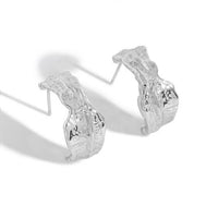 Irregular Tinfoil C-Shape Sterling Silver Stud Earrings