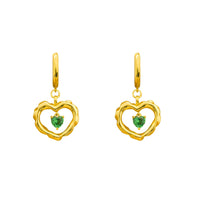 Double Heart Crystal 925 Sterling Silver Dangling Earrings