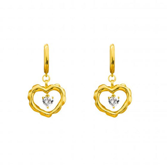 Double Heart CZ 925 Sterling Silver Dangling Earrings