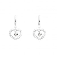 Double Heart Crystal 925 Sterling Silver Dangling Earrings