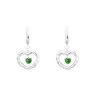Double Heart Crystal 925 Sterling Silver Dangling Earrings