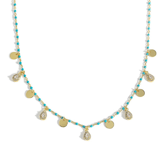 Waterdrop Blue Enamel CZ 925 Sterling Silver Necklace