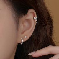 Sterling Silver Butterfly Star Mini Clip Earring
