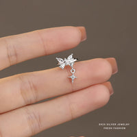 Sterling Silver Butterfly Star Mini Clip Earring