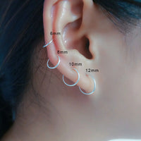 Sterling Silver Geometric Round Hoop Earrings