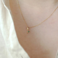 Gold Plated Green Rose Flower Necklace