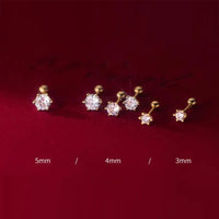 Sterling Silver Six Claw Stud Earrings