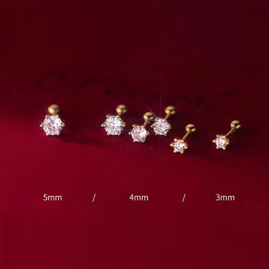 Sterling Silver Six Claw Stud Earrings