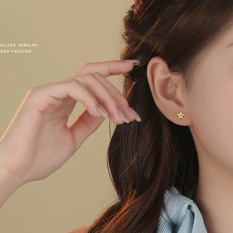 Sterling Silver 5mm Flower Mini Stud Earrings