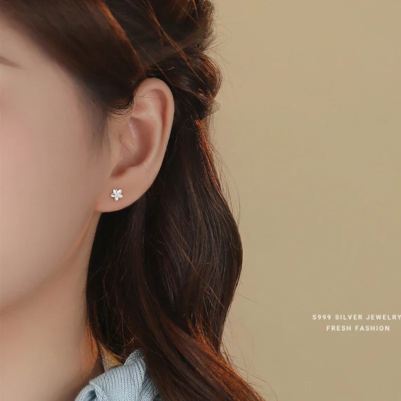 Sterling Silver 5mm Flower Mini Stud Earrings