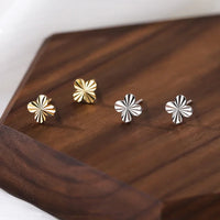 Diamond Cut Silver Lucky Clover Stud Earrings
