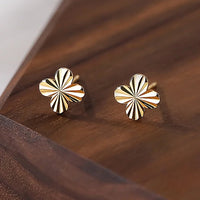 Diamond Cut Silver Lucky Clover Stud Earrings