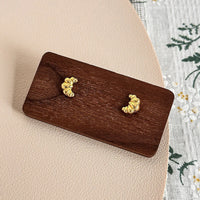 Gold Plated Sterling Silver Croissant Stud Earrings