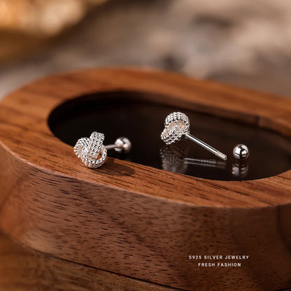 Sterling Silver Geometric Cross Round Stud Earrings