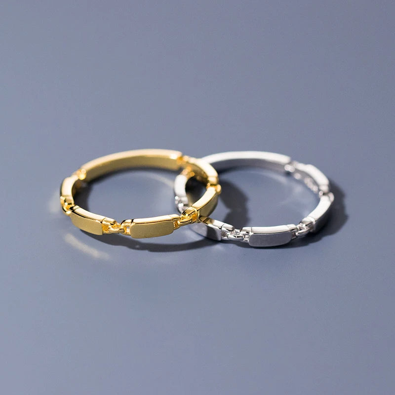Gold Plated Sterling Silver Panel Link Ring
