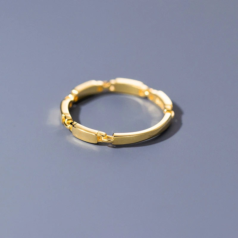 Gold Plated Sterling Silver Panel Link Ring