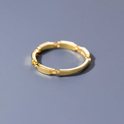Gold Plated Sterling Silver Panel Link Ring