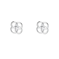 Sterling Silver Hollow Line Clover Stud Earrings