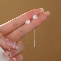 Sterling Silver Illusionary Rose Flower Drop Earrings