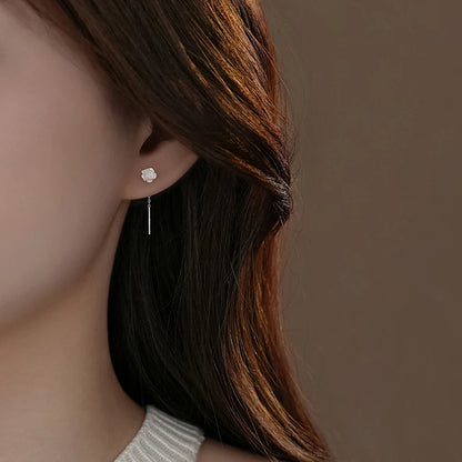 Sterling Silver Illusionary Rose Flower Drop Earrings