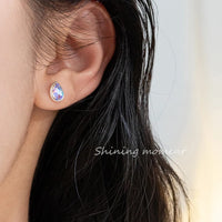 Sterling Silver Colored Water Drop Stud Earrings