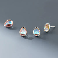 Sterling Silver Colored Water Drop Stud Earrings