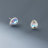 Sterling Silver Colored Water Drop Stud Earrings