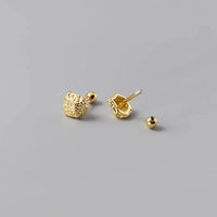 Sterling Silver Irregular Geometry Bead Stud Earrings