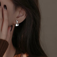 High Polished Double Heart Stud Earrings in Sterling Silver