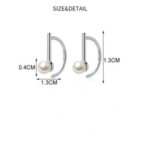 Sterling Silver Geometric Pearl Hoop Earrings