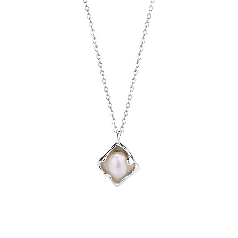 Sterling Silver Freshwater Pearl Irregular Pendant Necklace