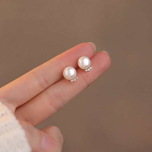 Sterling Silver Pearl Stud Earrings