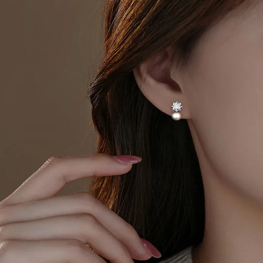 Fresh Water Pearl and Mini Stud Earrings