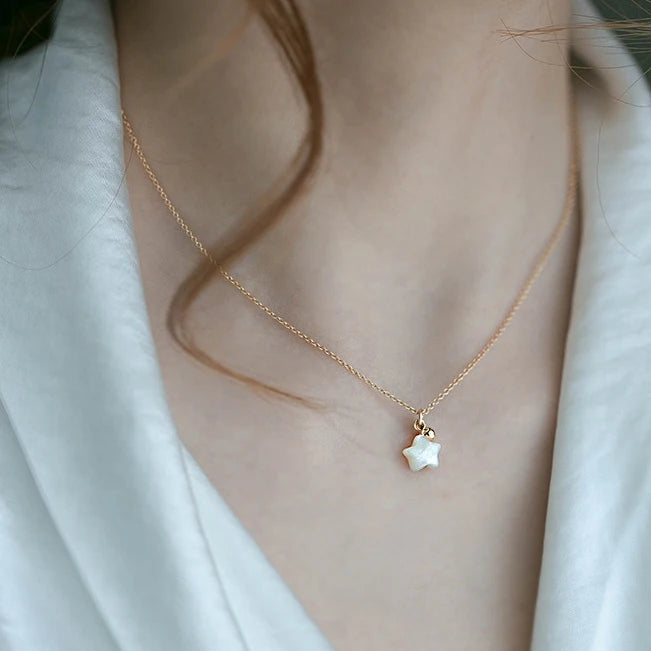 Sterling Silver Shell Star Pendant Necklace