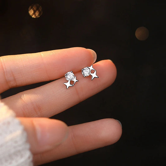 Sterling Silver Star Stud Earrings