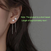 Sterling Silver Square Heart Tassel Drop Earrings