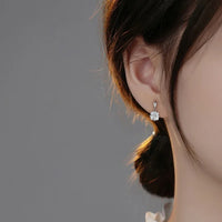 Sterling Silver Cubic Zirconia Square Earrings