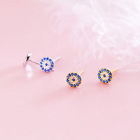 Sterling Silver Evil Eye Talisman Stud Earrings