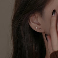 Sterling Silver Star Tiny Stud Earrings