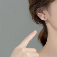 Blue Four Leaf Clover Piercing Earrings
