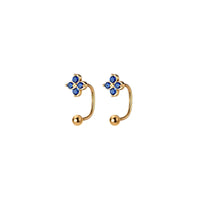 Blue Four Leaf Clover Piercing Earrings