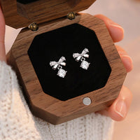 Sterling Silver Cubic Zirconia Bowknot Stud Earrings