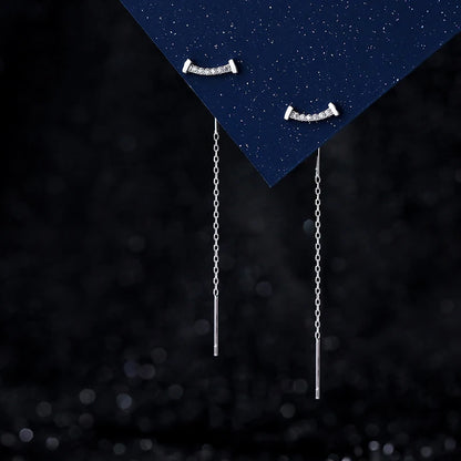 Sterling Silver Butterfly Heart Tassel Drop Earrings