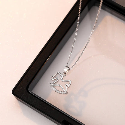Sterling Silver Rocking Horse Pendant Necklace