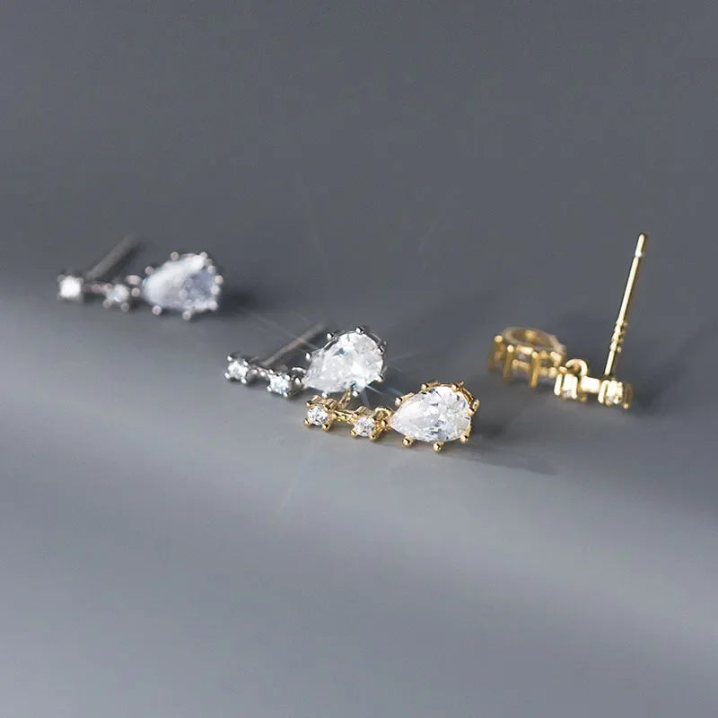 Sterling Silver Water Drop Earrings Stud