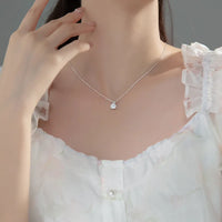 Sterling Silver Cable Chain Solitaire Necklace