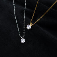 Sterling Silver Cable Chain Solitaire Necklace